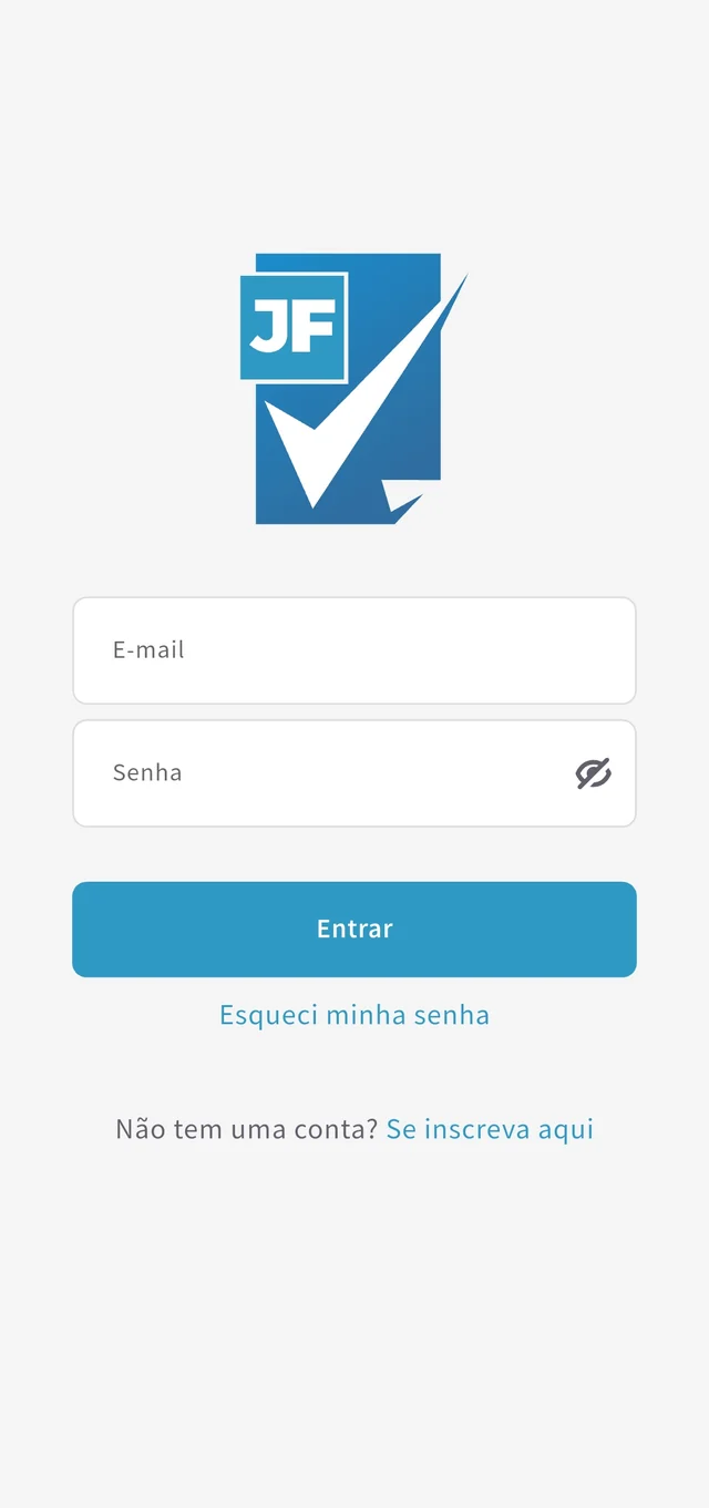 Tela de login do app Jusfine